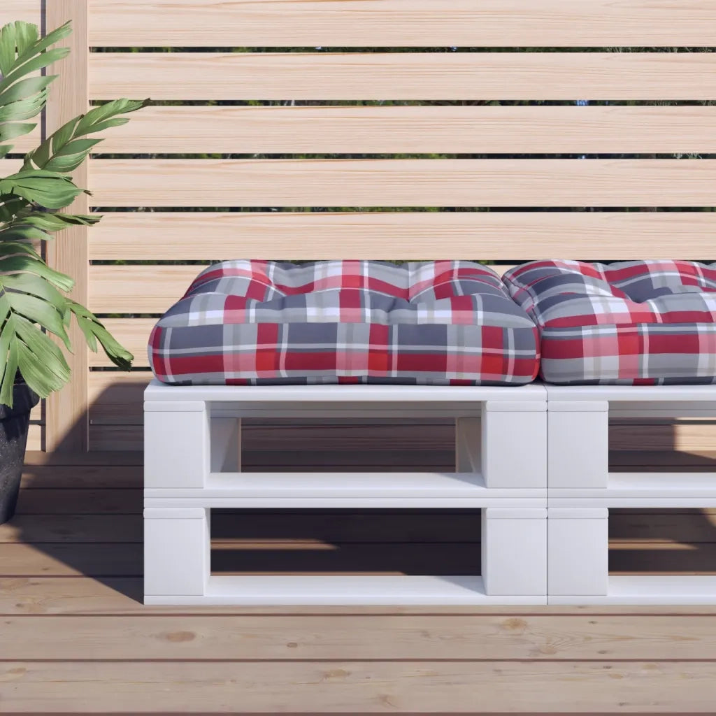 Cuscino per pallet | Cuscini per sedie a Quadri Rosso 58x58x10 cm in Tessuto