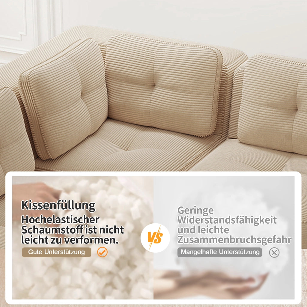 DIVANO ANGOLARE MODULARE IN CORDUROY BEIGE