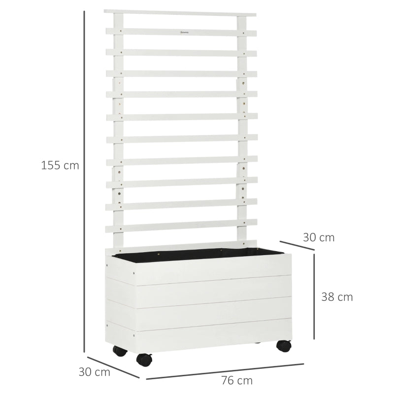 FIORIERA con grigliato 76x30x155 cm Legno massello bianco per giardino