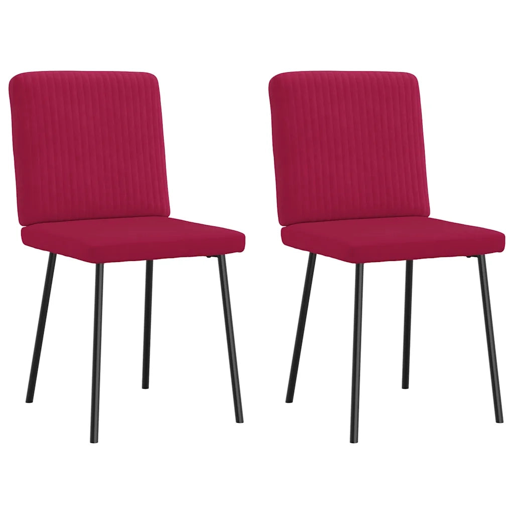 Sedie da Pranzo 2 pz Rosso Vino in Velluto