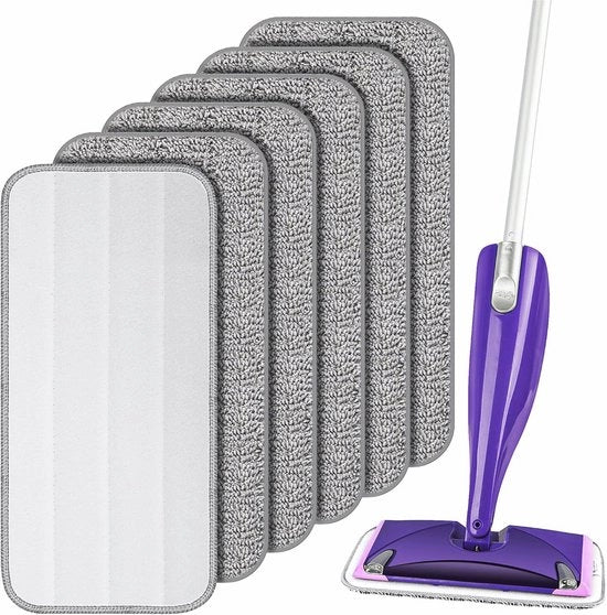 Set di Pads di Microfibra per la Pulizia dei Pavimenti - 6 pezzi per la Pulizia dei Pavimenti in Materiali Duri e in Laminati