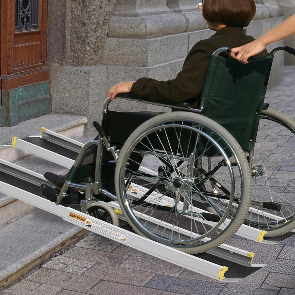 2X Rampa Telescopica per Sedie a Rotelle 76-122 cm in Alluminio, Capacità di Carico 300 kg, Rampa Telescopica Pieghevole, Rampa di Carico Regolabile e Portatile per Sedie a Rotelle e Scooter