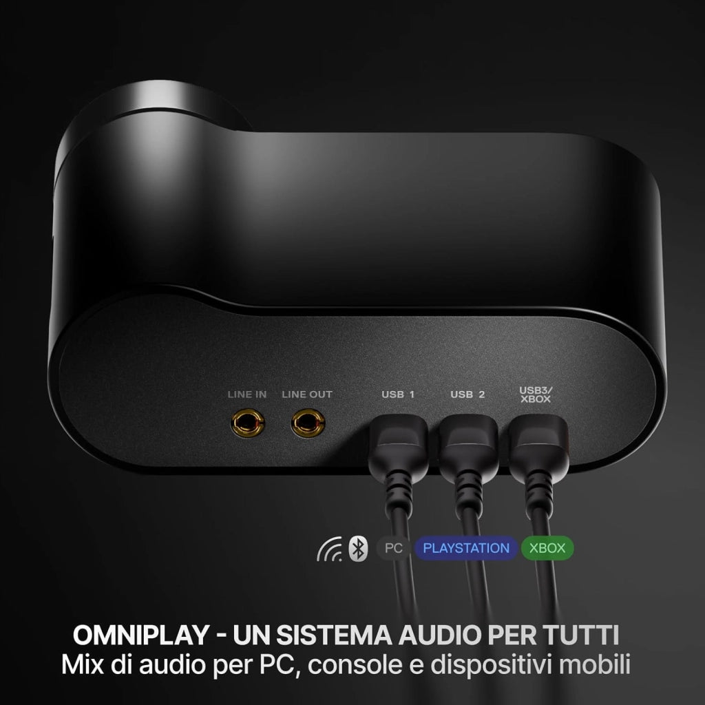 Arctis Nova Elite - Cuffie da gaming wireless - 96kHz/24bit - Speaker in fibra di carbonio - ANC - Eliminaz. rumore con IA - App - 2,4GHz + BT - Multisource; OmniPlay PC+PS+Xbox - Nero