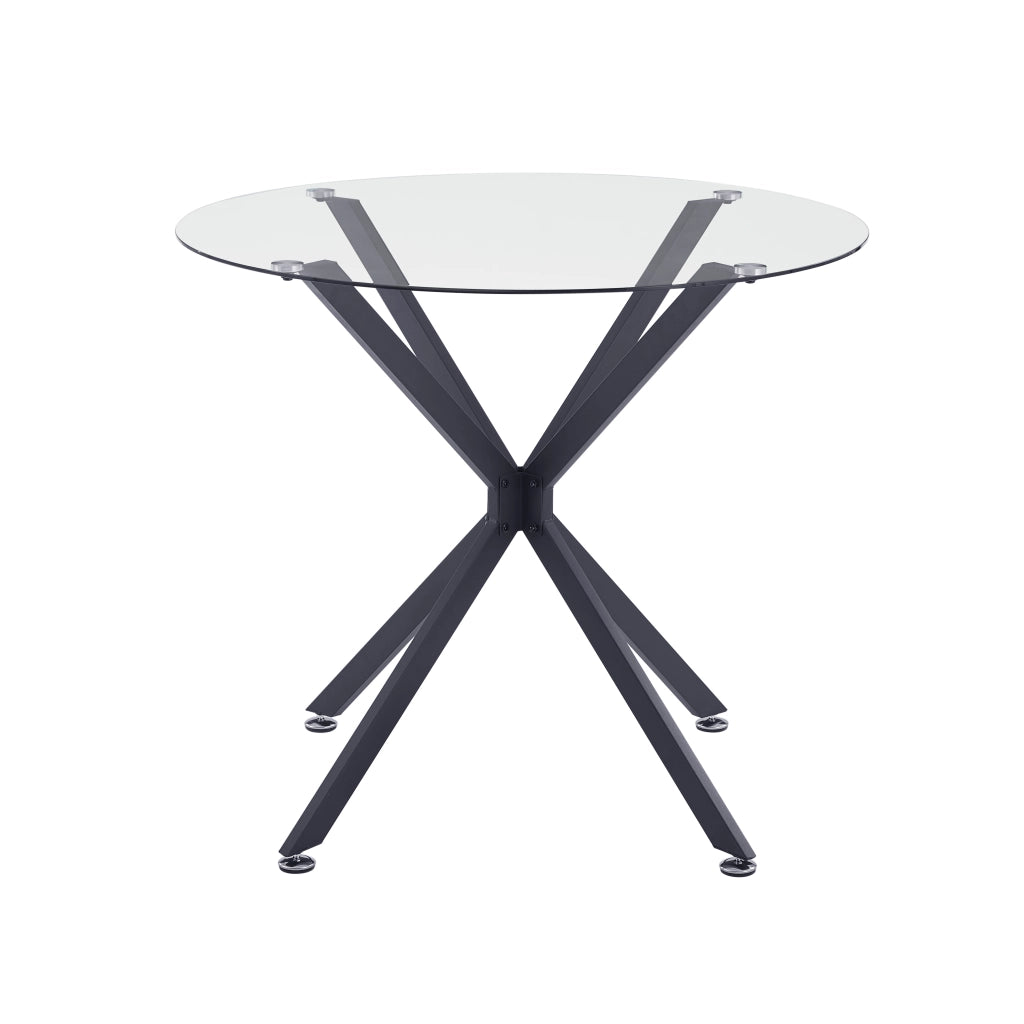 TAVOLO DA PRANZO 90,5x90,5 cm in vetro temperato nero con gambe in metallo