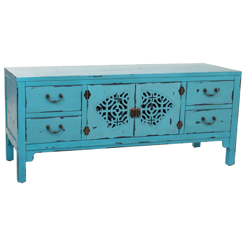 Mobile basso in legno blu 120x40x50