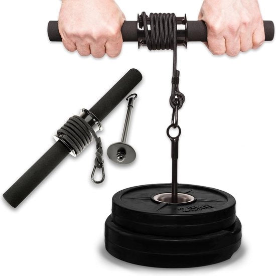 Allenatore dei bicipiti professionale - addestramento efficace per i bicipiti - fino a 50 kg sostenibile - con impugnatura a doppia mano e ganascia di karabina - cromato