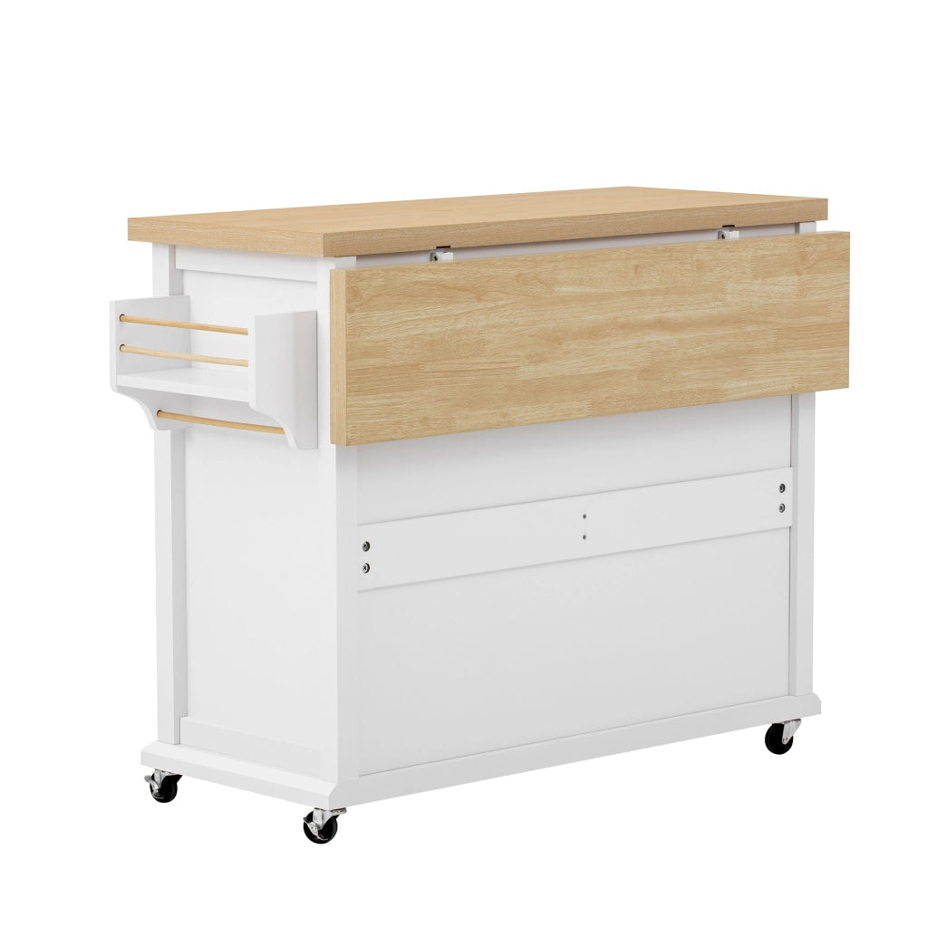 Isola Cucina Mobile con Tavolo Allungabile e Cassetti ¨C Xylo ¨C Bianco