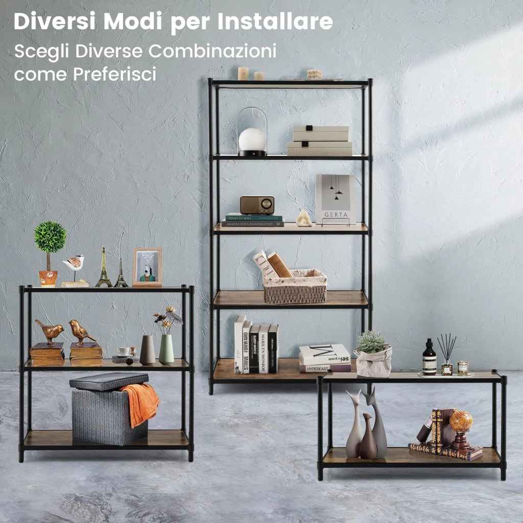Scaffale a 5 Livelli, Scaffale di Stoccaggio Robusto, Libreria Multifunzionale e Flessibile per Ufficio Soggiorno Camera da Letto e Cucina, 80x29x154 cm