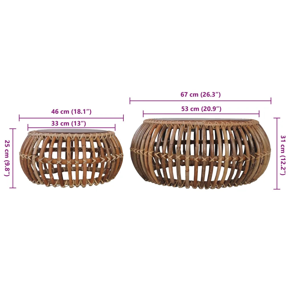Tavolini da Salotto 2 pz in Rattan Naturale 283082