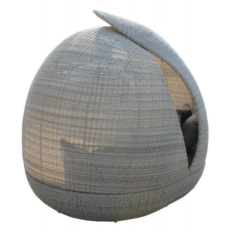 Divano Rotondo da esterno con cuscini in Wicker Alluminio cm 210x180x192 - DOMINIC