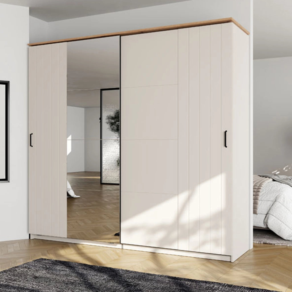 Armadio Camera da Letto Aurovi, Guardaroba 2 Ante 2 Ripiani, 220x205h cm Bianco Crema