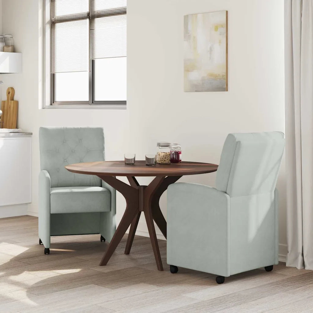 Sedie da Pranzo con Ruote 2 pcs Grigio chiaro 58 x 67 x 97 cm