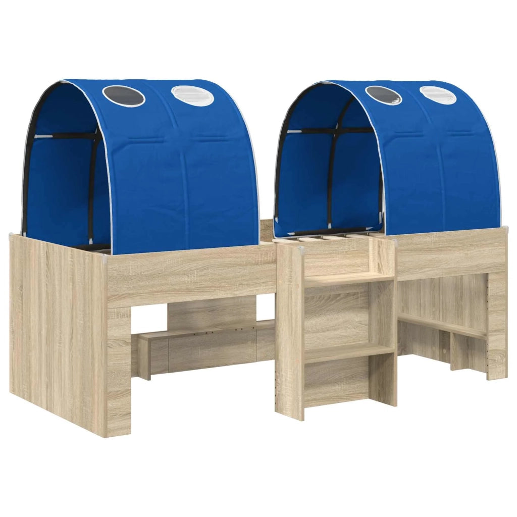 Letto Alto per Bambini con Tunnel 3 pz Rovere Sonoma e Blu 3423541