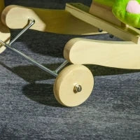 Cavallo a Dondolo con Ruote, Cavalluccio a Dondolo a Forma di Drago per Bambini 18-36 Mesi, in Legno e Peluche Verde