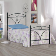 Letto in ferro singolo con pediera Nero ALICE 92x208x h128 cm