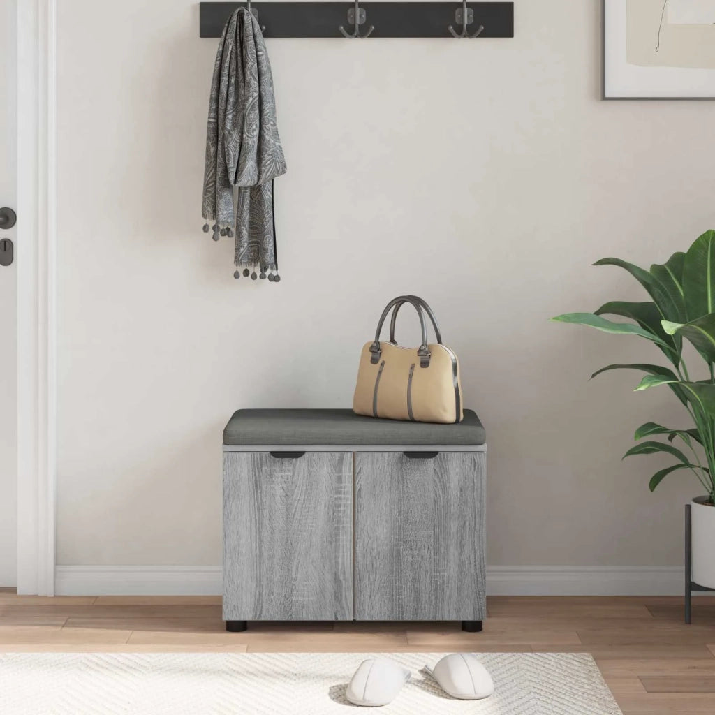Panca per ingresso con cuscino Sonoma grigia 60 x 38 x 46 cm 891477