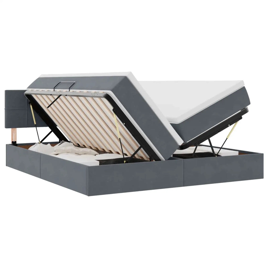 Letto con Contenitore con materasso Grigio scuro 90 x 200 cm