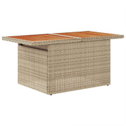 Set Divano da Giardino 5 Pezzi con Cuscini Beige Poly Rattan Acacia