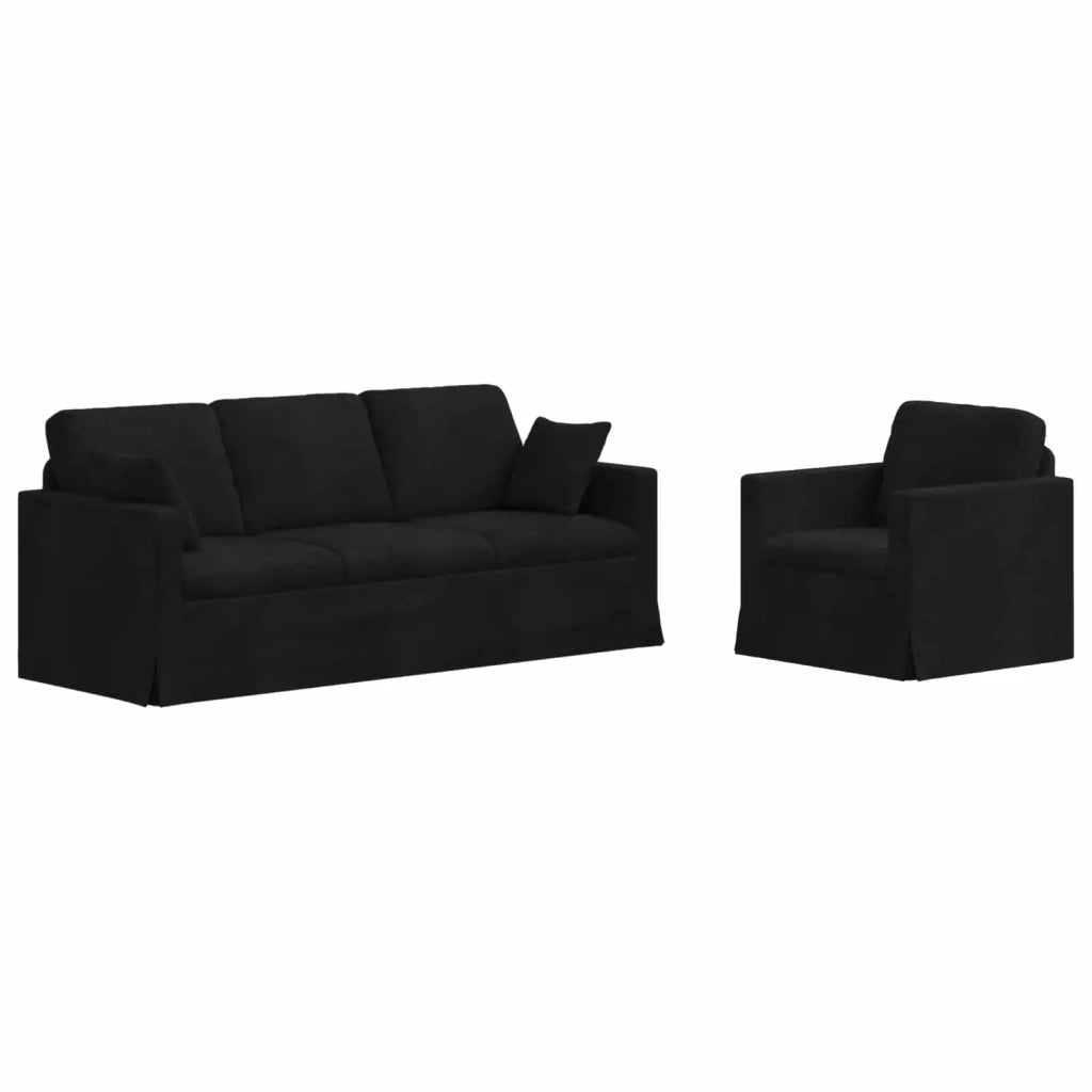 Set di divani 2 pcs Nero 198 x 78 x 80 cm Velluto