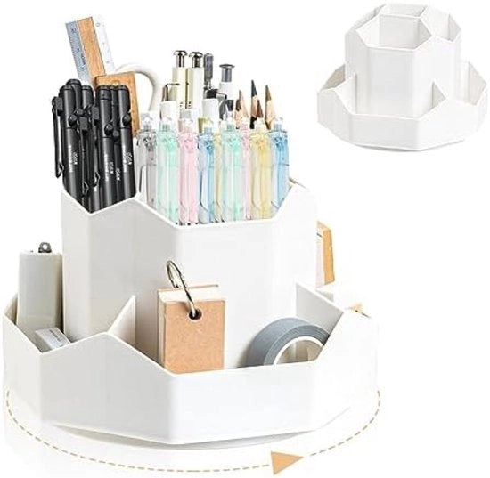 Organizzatore da scrivere con 9 contenitori - Pennaiole multifunzionali per ufficio, scuola e uso domestico - Bianco
