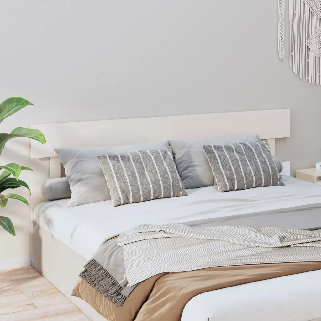 Testiera per Letto Bianca 184x3x81 cm in Legno Massello di Pino 819086