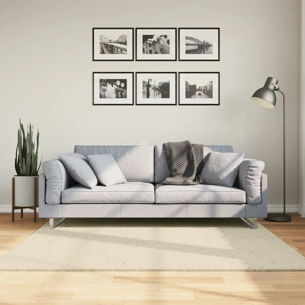 Tappeto a Pelo Corto HUARTE Morbido e Lavabile Crema 160x160 cm 375040
