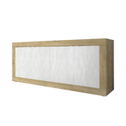 Credenza a 4 porte collezione ACCESS. Colori bianco e rovere chiaro.