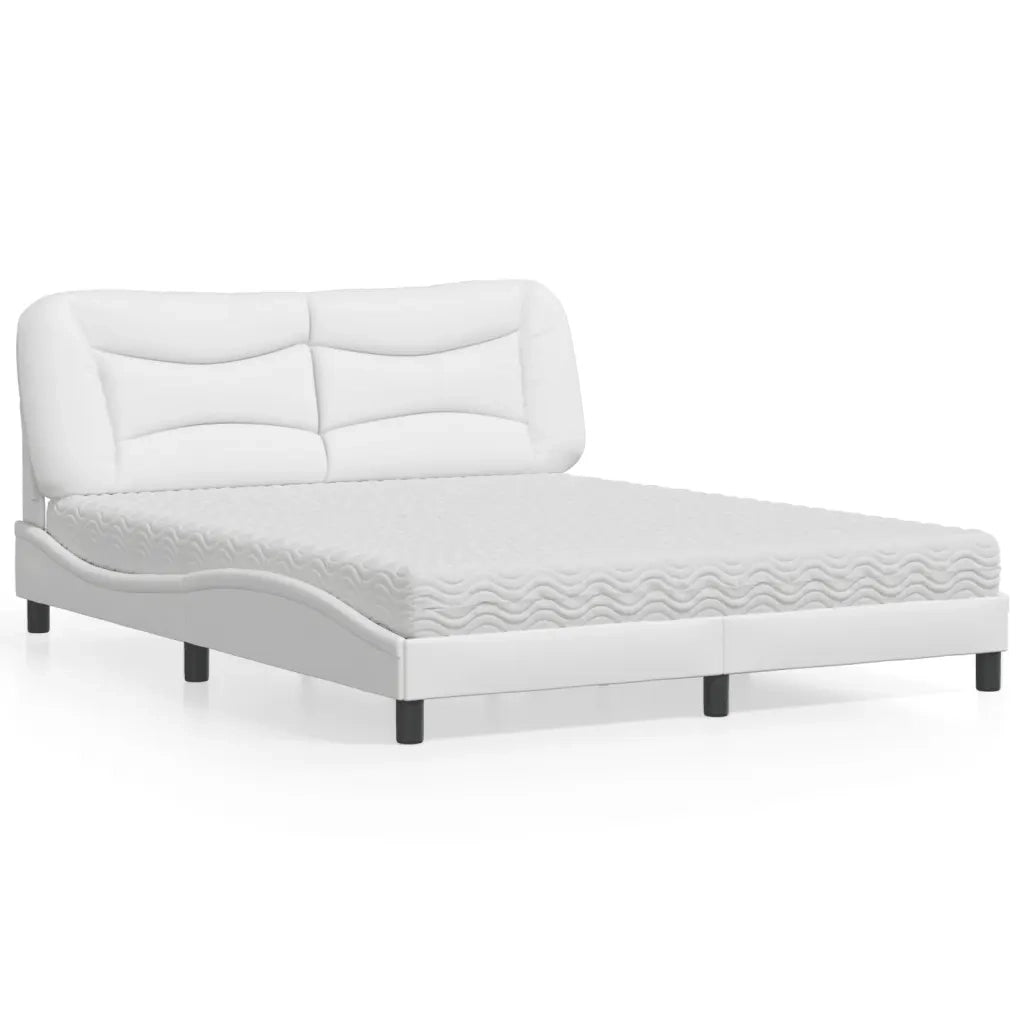 Letto con Materasso Hvar Bianco 160x200 cm in Similpelle