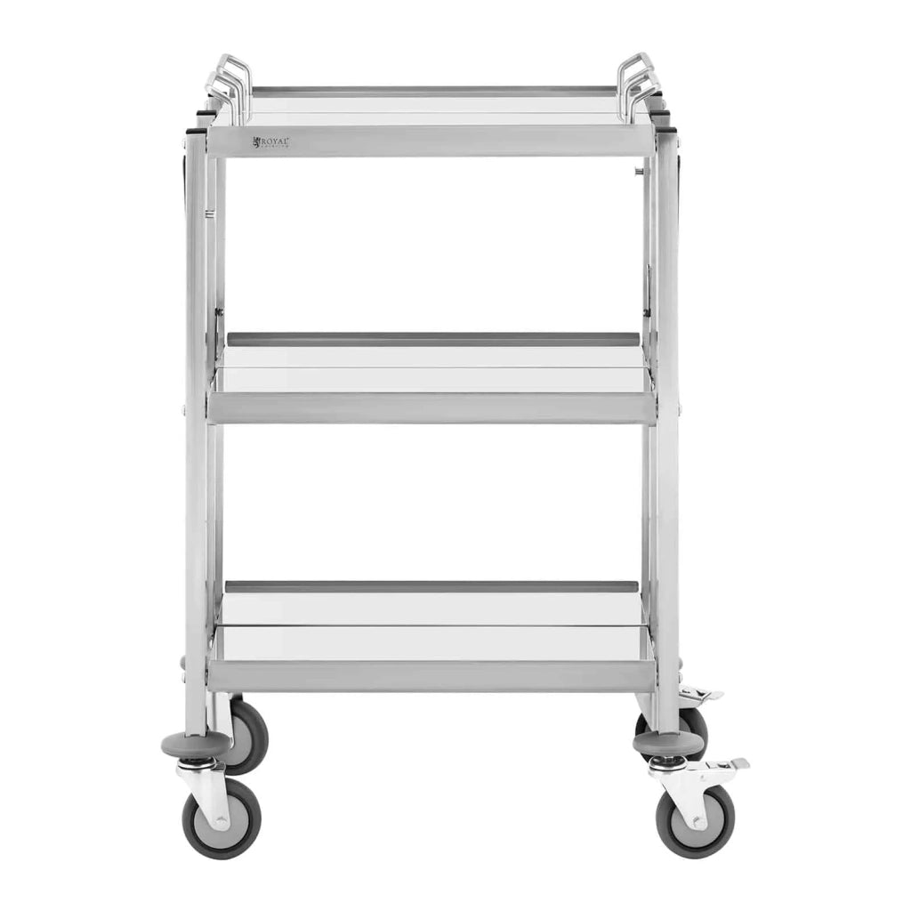 Carrello di servizio a 3 ripiani (2x) 50 x 83 / 40 x 58 cm 90 kg pieghevole in acciaio inox 14_0005038
