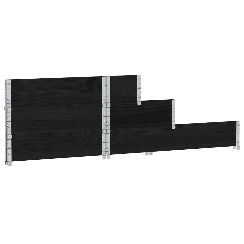 Fioriera | Cassetta per fiori | Vaso Rialzata a 3 Livelli Nera 120x80 cm Legno di Pino