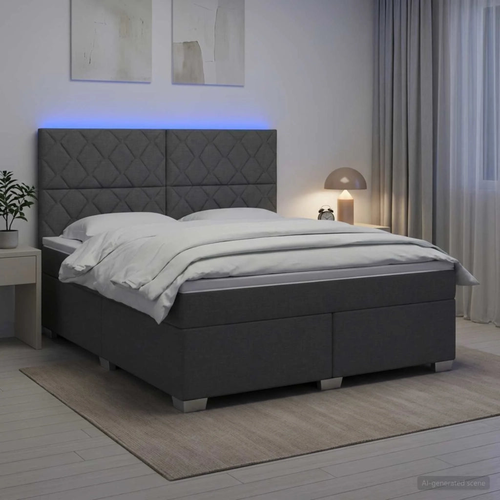 Letto box spring con materasso Grigio Scuro 160 x 200 cm 3454916