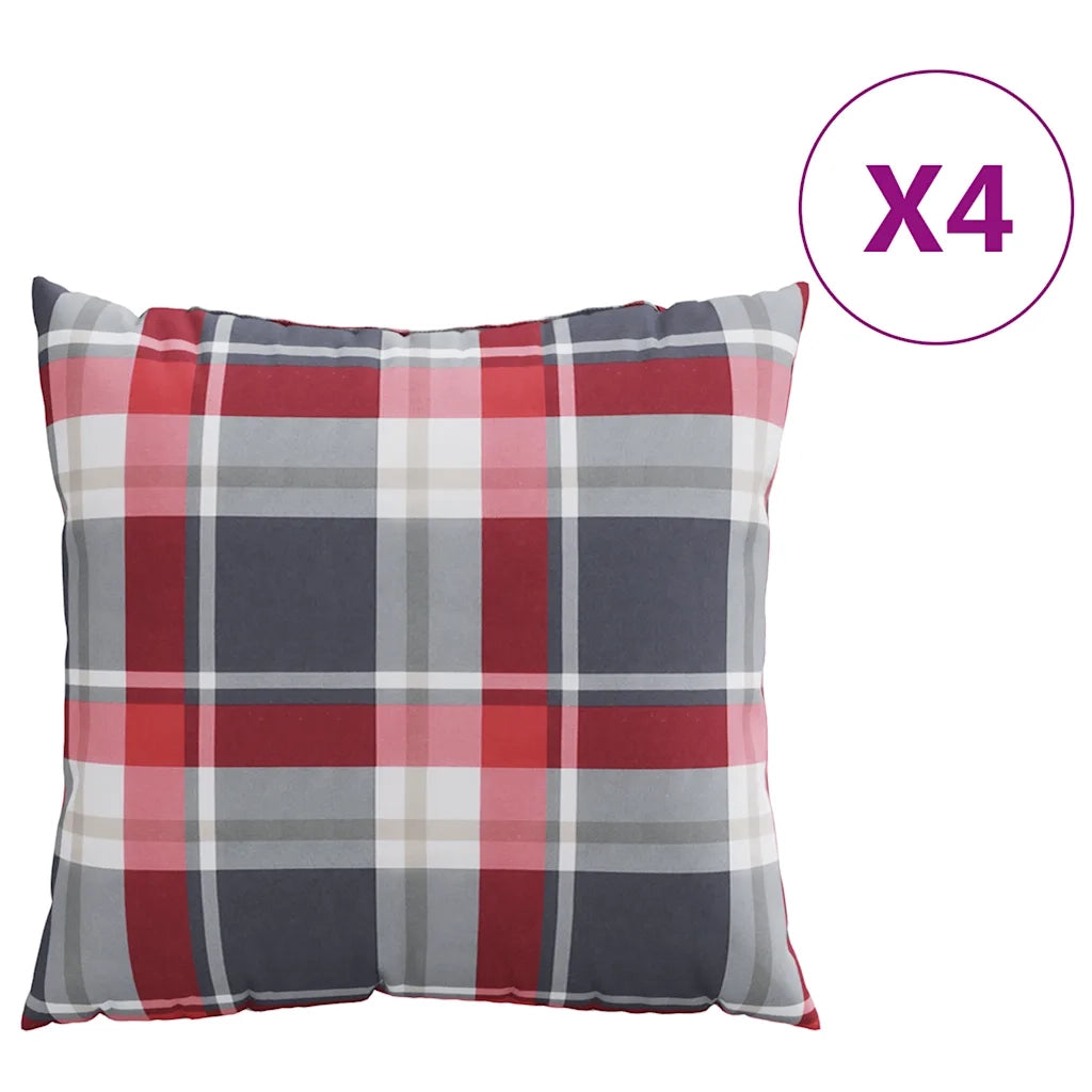 Cuscini per divano 4 pz Rossi a Quadri 50x50 cm in Tessuto 377775