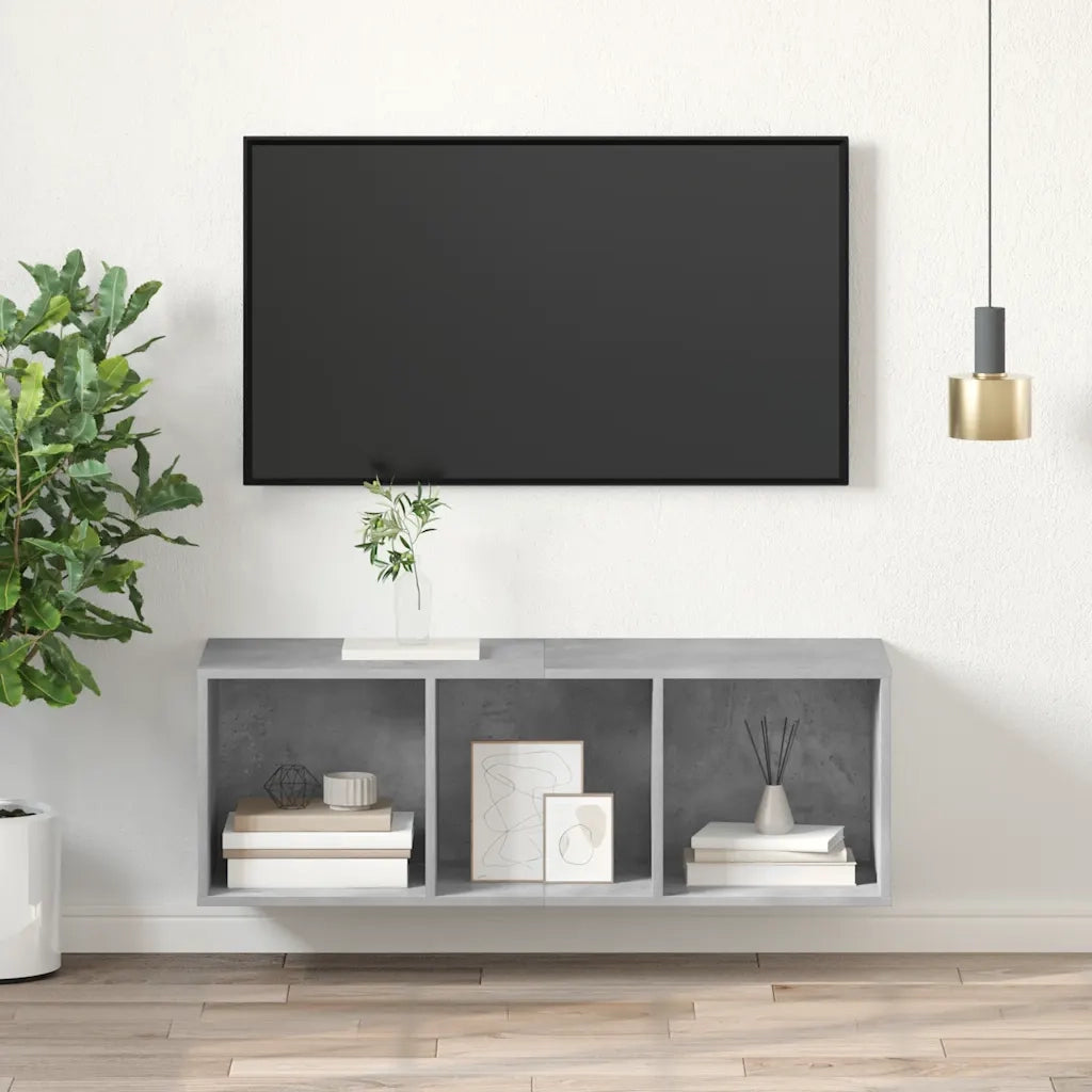 Mobile TV a Parete-Mobile TV a Muro Grigio Cemento 37x37x107cm Legno Multistrato