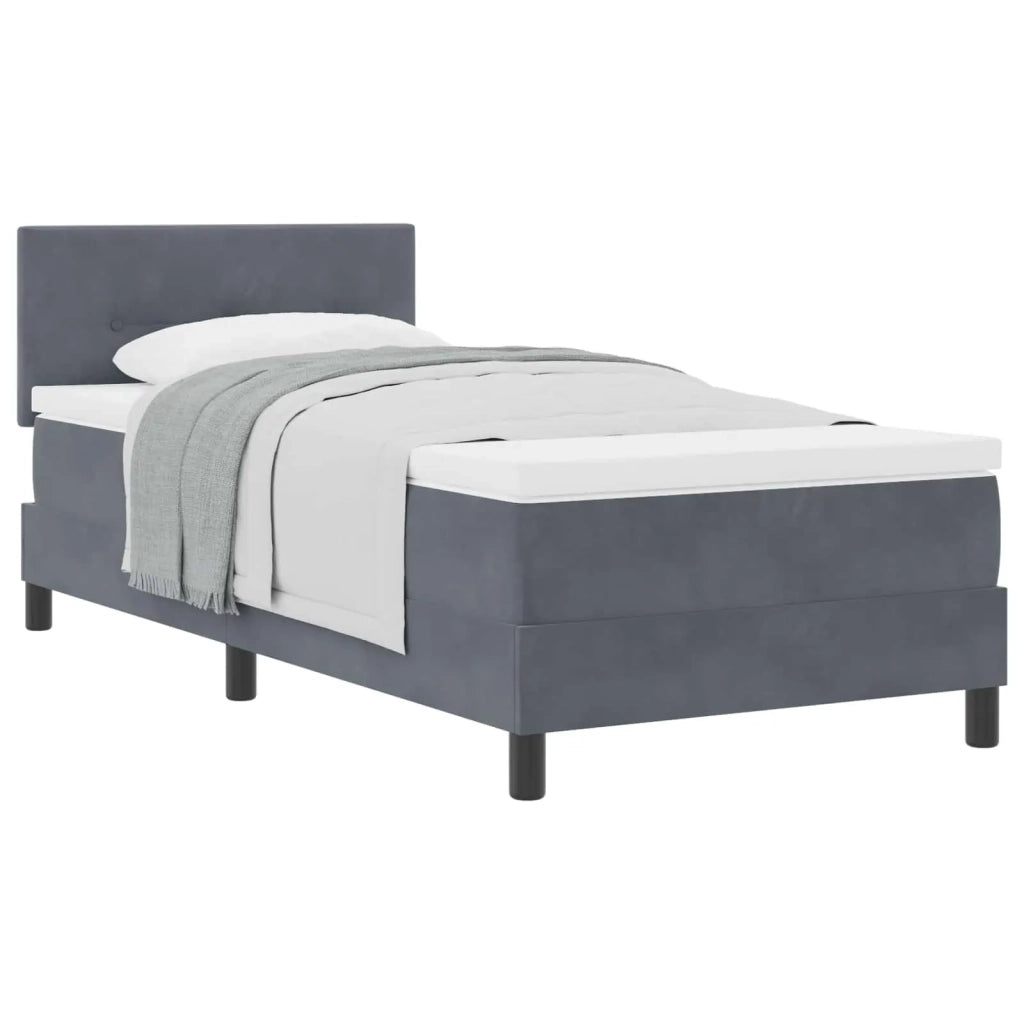 Letto a molle con materasso Grigio scuro 100 x 200 cm Velluto 3339153