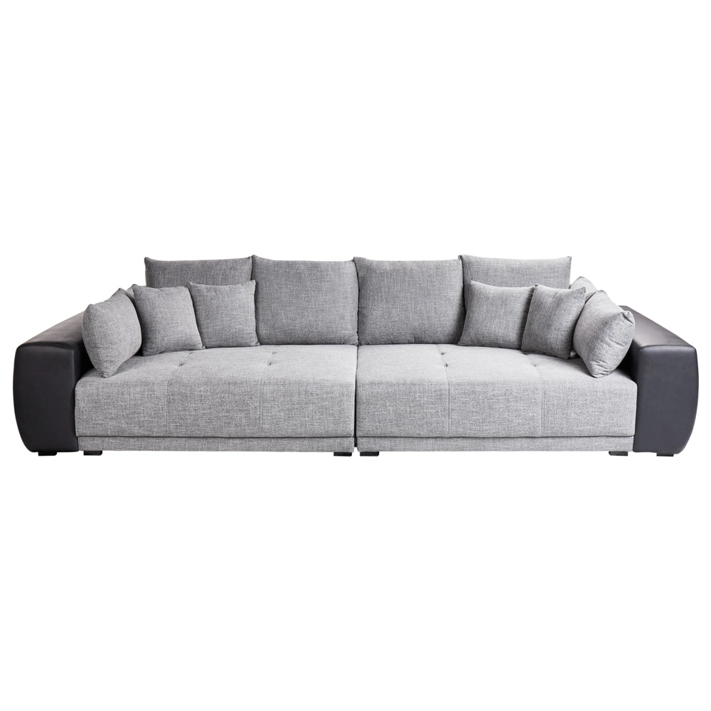 Divano con 8 cuscini Rivestimento in tessuto grigio e nero Cuscino a 4 posti con schienale