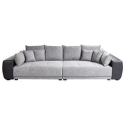Divano con 8 cuscini Rivestimento in tessuto grigio e nero Cuscino a 4 posti con schienale