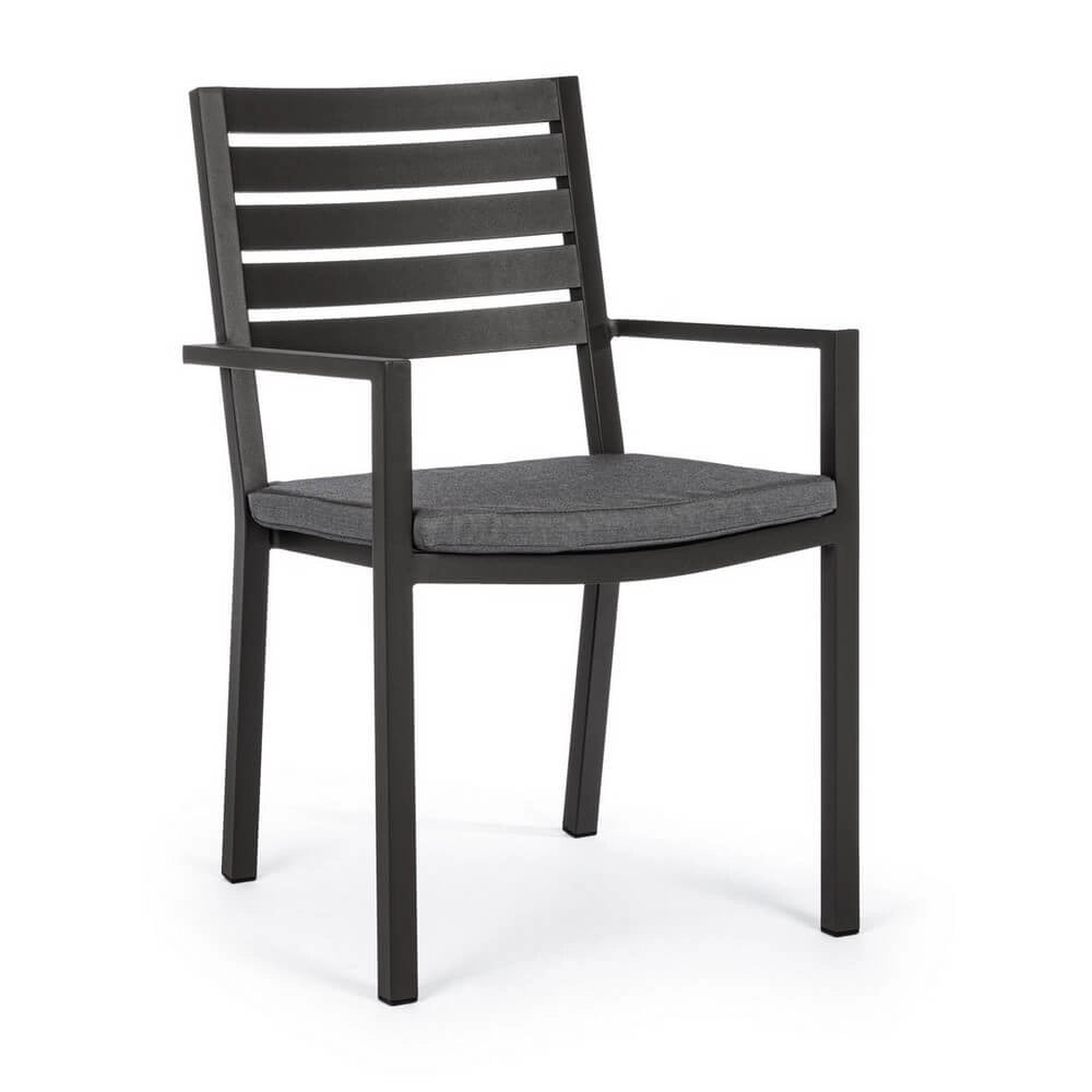 Set di 4 Sedie da Esterno in Alluminio con Braccioli e Cuscino - HEAVENLY