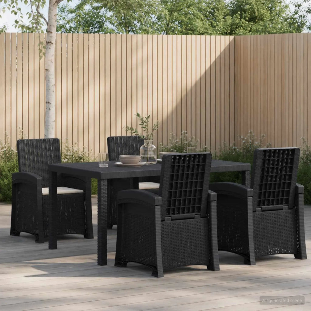 Set da Pranzo per Giardino 5 pz Antracite e Grigio chiaro PP 3430122