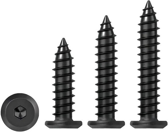 Viti a viti automatiche 20 pezzi - Nero - Viti per mobili - M6 x 40 mm - Alto contenuto di carbonio - Progettate per resistere a shock - Viti per mobili