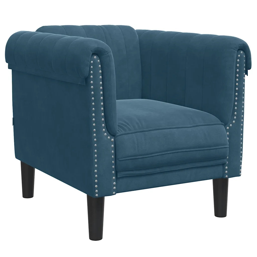 Poltrona-Divano Sedia Blu in Velluto 658932