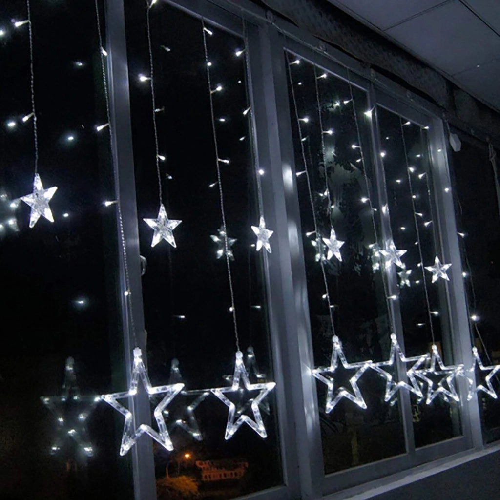 CATENA LUMINOSA STELLA LUCE BIANCO FREDDO STELLE LUCI LED NATALE FESTE ADDOBBI