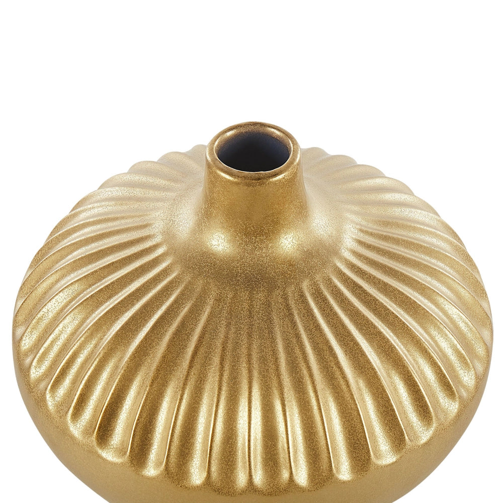 Vaso decorativo in gres porcellanato dorata da 20 cm Accessorio per la casa da tavolo Pezzo d'Stile glamour