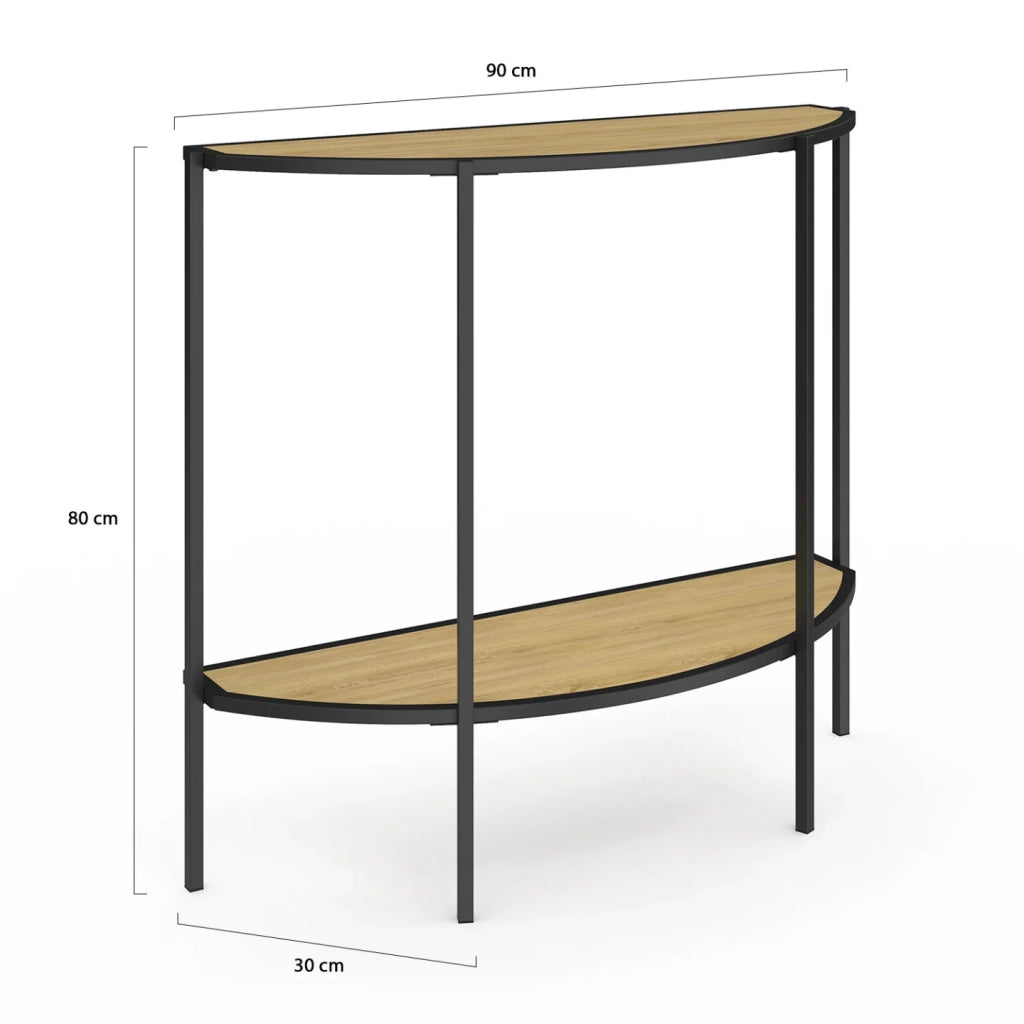 IDMarket - Console a mezzaluna DETROIT con 1 ripiano, design industriale