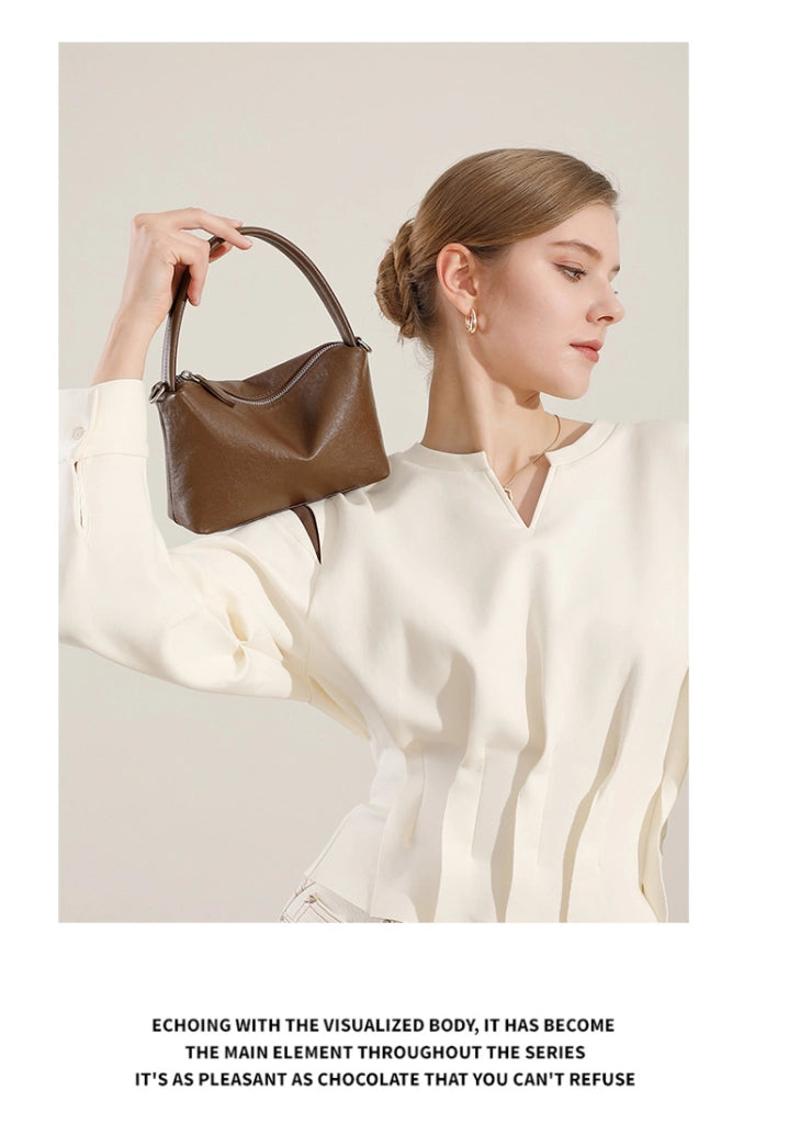 Borsa a mano/borsetta da donna in vera pelle marrone