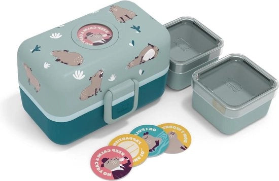 Lunchbox per bambini a 3 compartimenti - BPA libero - Sostenibile e sicuro - Verde Blu