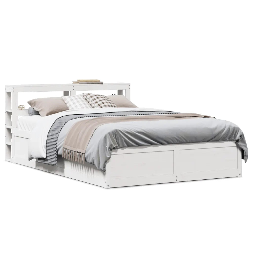vidaXL Giroletto con Testiera Bianco 120x190 cm Legno Massello di Pino
