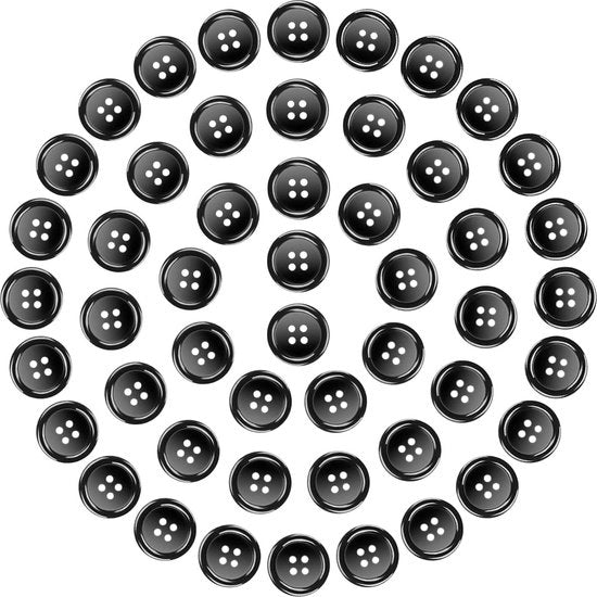 18mm Knopen a 4 gusci neri - 50 pezzi per ricamo - Knoppi a tappo per abbigliamento con scatola per l'archiviazione per il ricamo - cucito fai da te artigianato e decorazione Knoppi