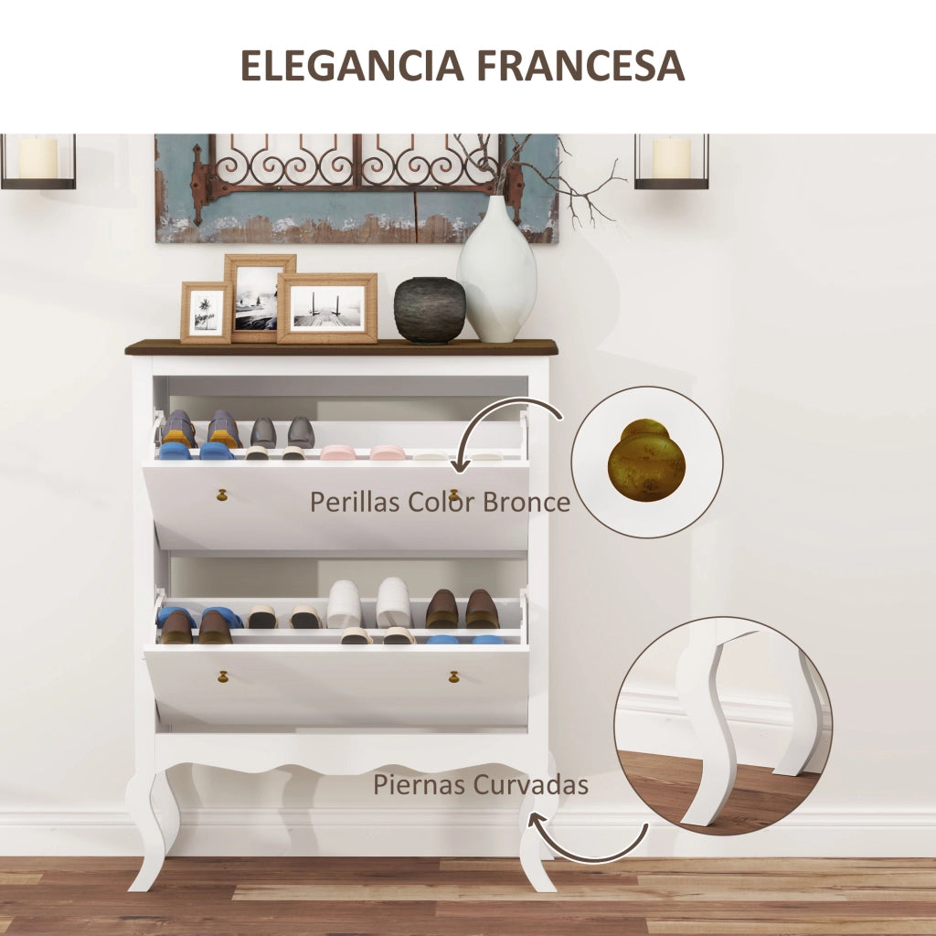 Mobiletto per Scarpe con 2 Ante e Ripiani Aggiustabili ¨C zephmum ¨C 84x29x109 cm Bianco