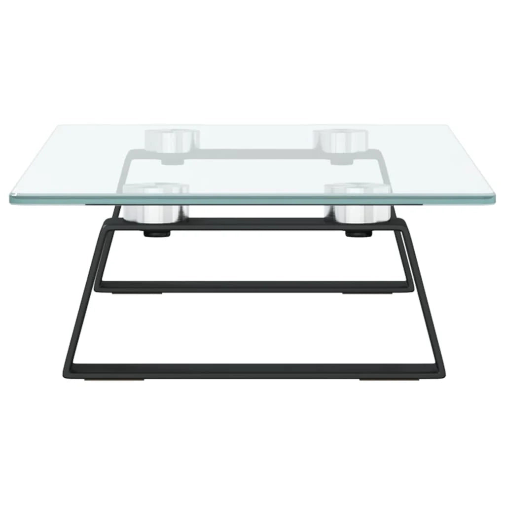 Supporto per monitor mobile da scrivania 40 x 20 x 8 cm vetro temperato e metallo nero 02_0044860