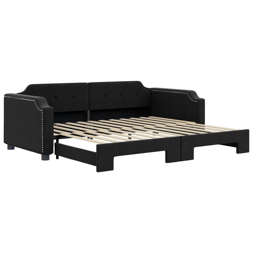 Divano Letto con Letto Estraibile Nero 90x190 cm in Tessuto